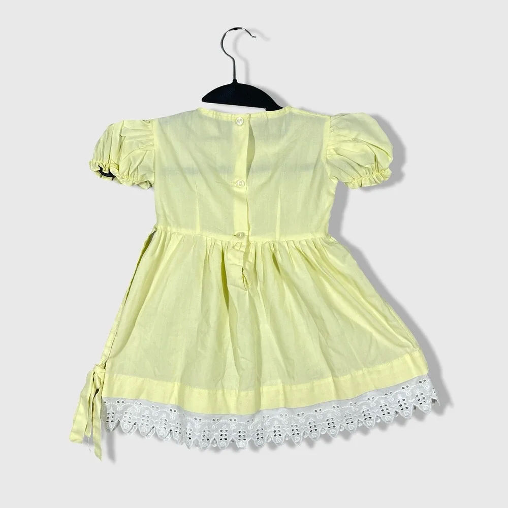 Bette's Girls by Ilco Dress‎ Kids 3T Yellow Vintage Eyelet Lace Cottagecore